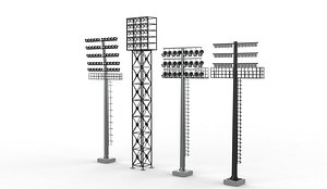 stadium lighting tower set 3D model 3D model