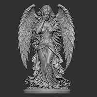 3D digital sculpture of a winged male figure