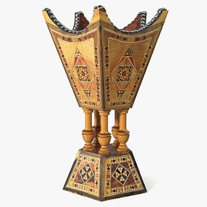 3D Traditional Mabkhara Incense Burner with Wood Inlay