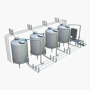 Tanks with pipes - industrial equipment