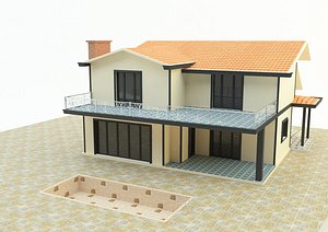 3D villa house 3ds