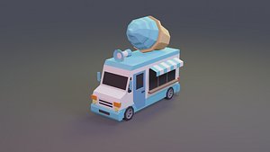 cream truck vehicle 3D model