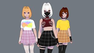 Vanessa Anime Modern Girl Game Ready