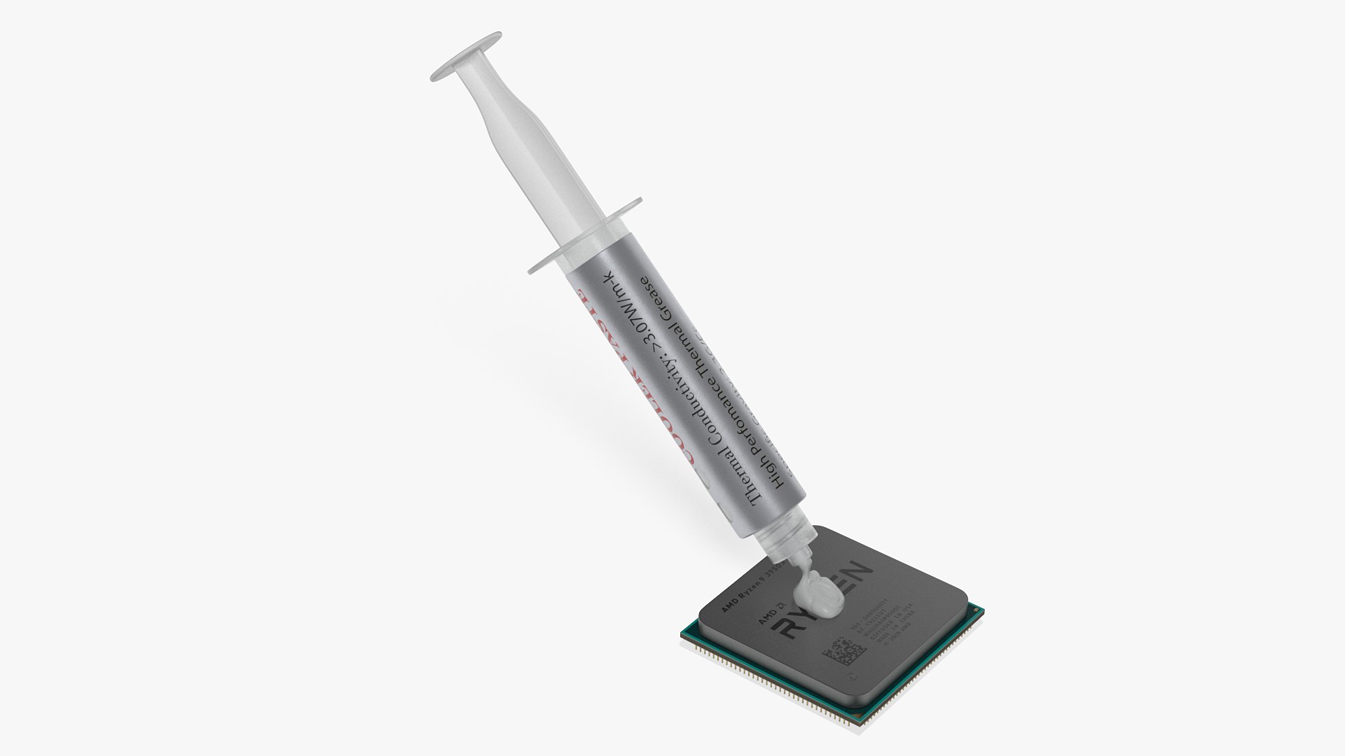 Thermal Paste Syringe on CPU 3D model preview