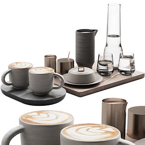 3D model 129 eat and drinks decor set 03 coffee and water kit 03