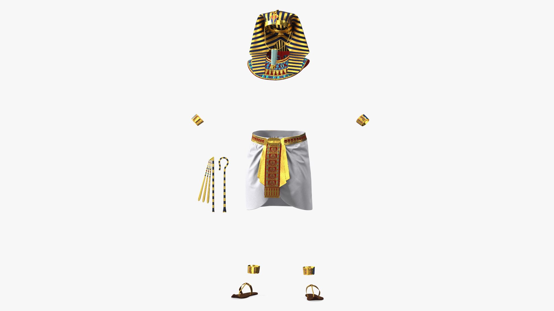 Egyptian Pharaoh Costume 3D model preview