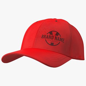 Cap Cotton Red Your Brand 3D