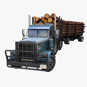 3D Peterbilt 379 logger truck PBR
