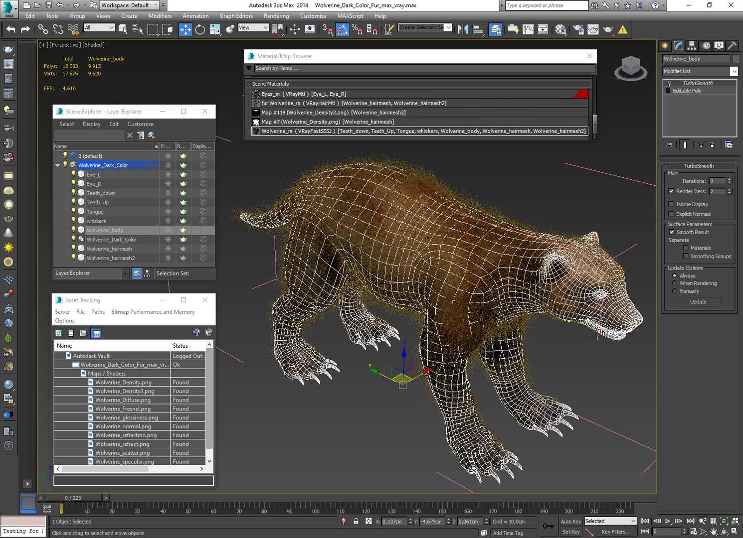 3D Wolverine Dark Color Fur - TurboSquid 2127770