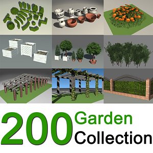 3d 200 garden design shrubs model
