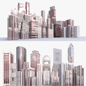 A collection of one hundred high-detailed skyscrapers 3D model