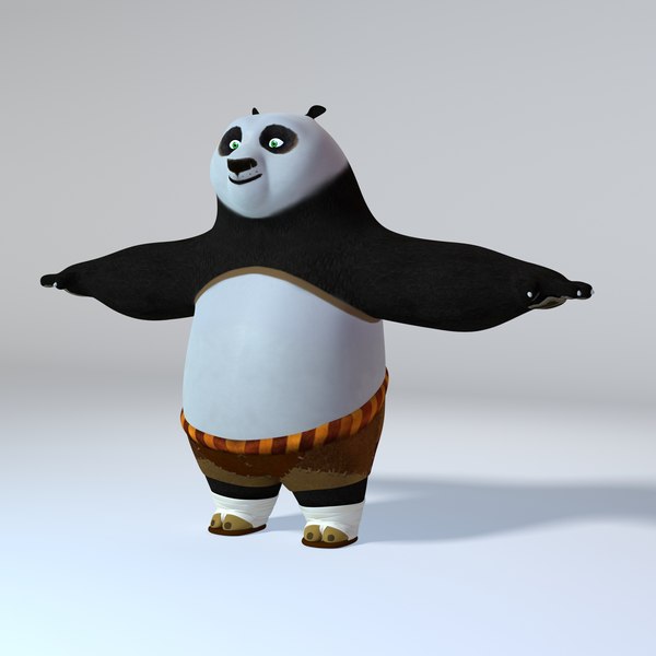 Urso panda bonito dos desenhos animados Modelo 3D $79 - .fbx .obj