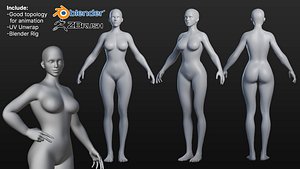 Female Basemesh Rigged Blender 3D