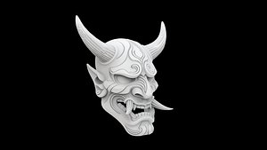 Oni Demon Mask Japanese Style for 3D Print 3D model