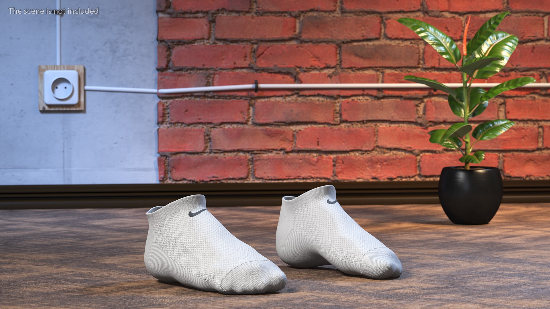 Socks Nike Grey on The Foot Standing 3D model preview