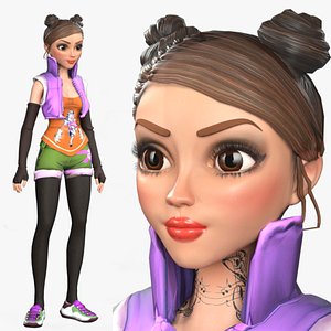 Cartoon Rigged Cute Dancer Girl-Saluny Character 3D Model 3D