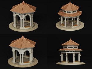 3D Classical Mediterranean Gazebo and Garden Pavilion Collection