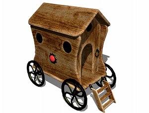 old wooden trailer toy 3D