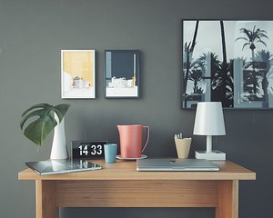 3D model home office scene