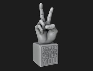 Peace Hand Sign Motivational Reminder 3D