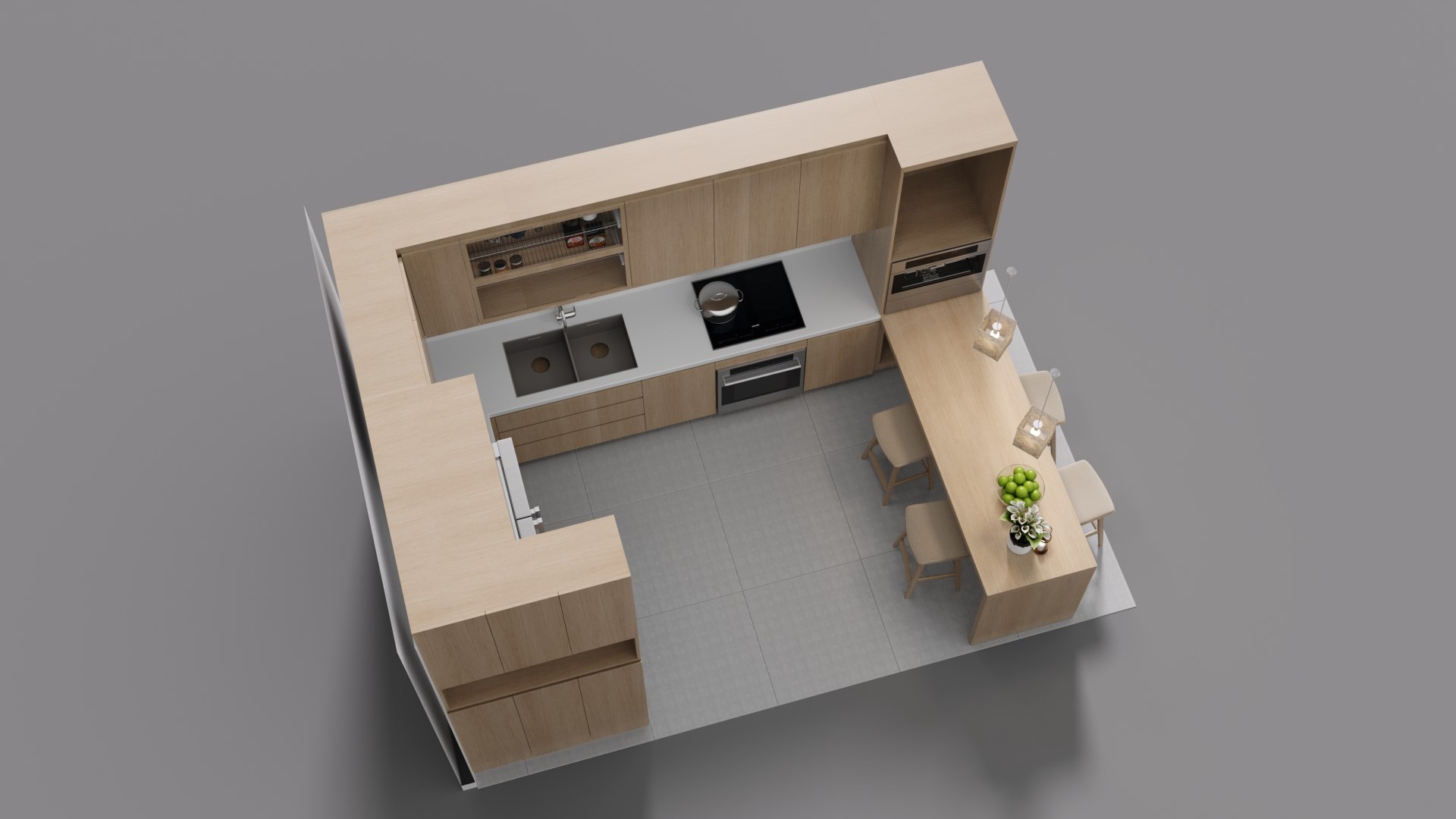 3D Contemporary Kitchen Room Set - TurboSquid 2305826