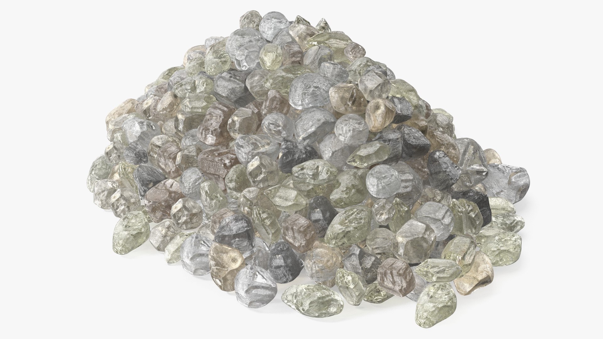 Pile of Uncut Diamond 3D model preview