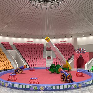 3D Performance Arena with Circus Artillery Props