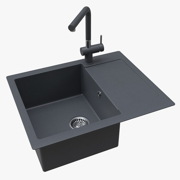 3D Kitchen Sink Faucet 09 black onyx