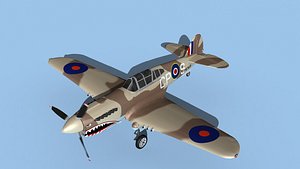3D model Curtiss P-40F Tomahawk V01 RAF