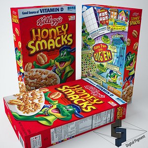 3d kellogs honey smacks cereal box
