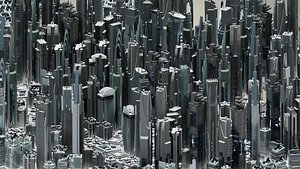 3D model futuristic 35 buildings