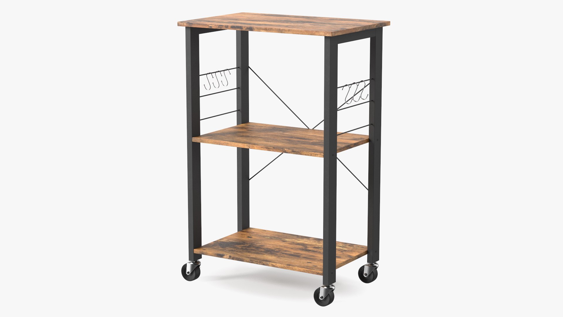 Drew Wood Kitchen Cart 3D model preview