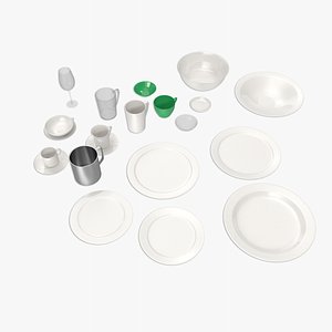 3D Set of dishes