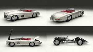 blend mercedes 300sl roadster modeled