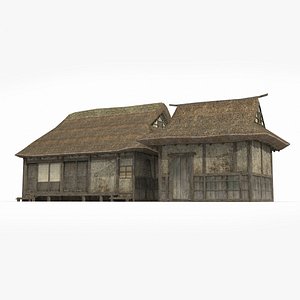 Two thatched huts were built in ancient Asia 3D model