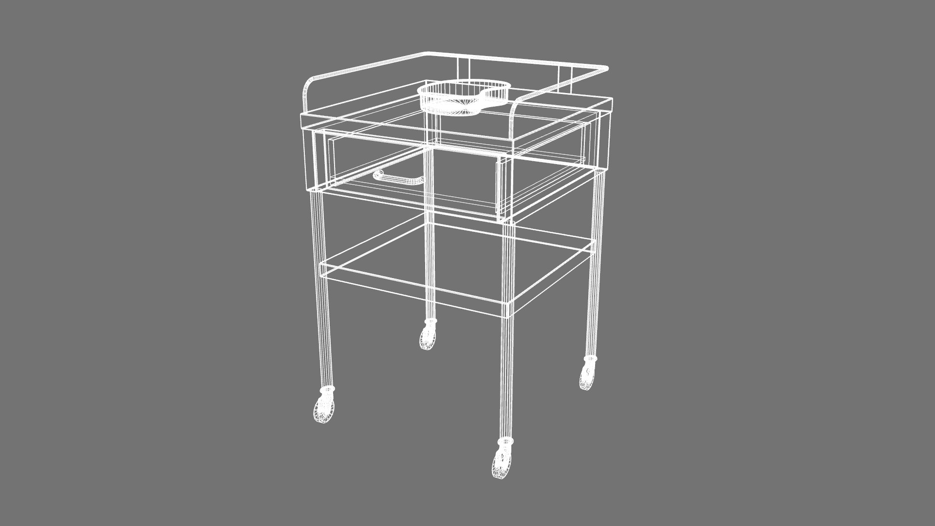 3D Hospital Bedside Stainless Table Medical Low-poly 3D Model Model ...