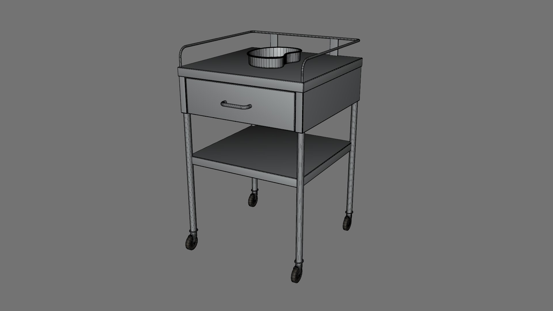 3D Hospital Bedside Stainless Table Medical Low-poly 3D Model Model ...