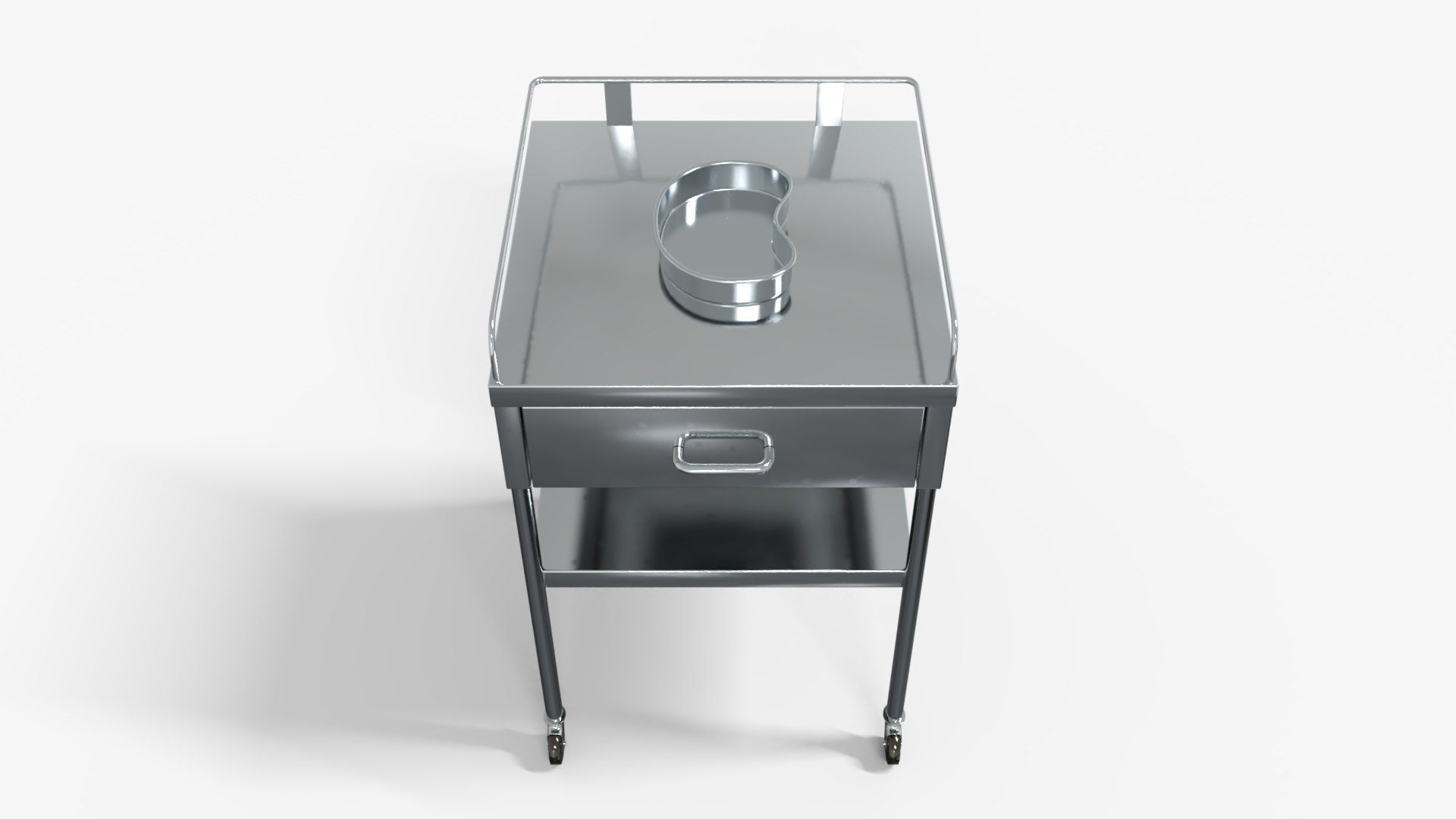 3D Hospital Bedside Stainless Table Medical Low-poly 3D Model Model ...