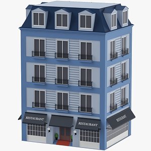 Low Poly Cartoon Residential Building 3D model