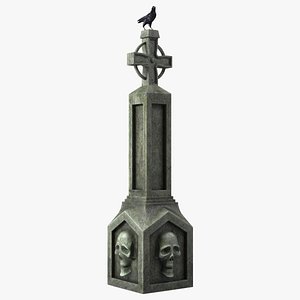 Raven on Halloween Tombstone model