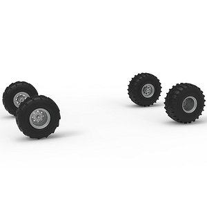 3D Wheel set of Mud dragster Version 3 Scale 1 to 25 model
