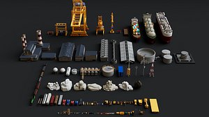 Cargo Port Container Collection Pack 3D model