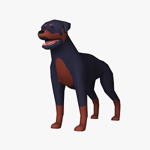 dog rottweiler animated cartoon 3D model
