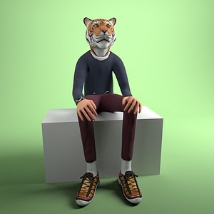 3D model tiger man