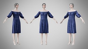 3D model Dress 16 Midnight Blue Velvet