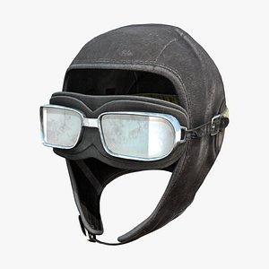 3D Leather Aviator Cap With Goggles