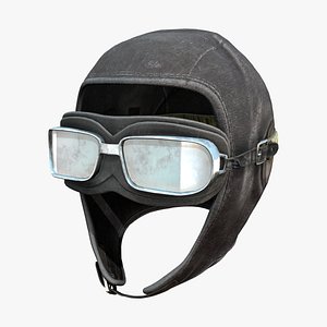 Leather Aviator Cap With Goggles