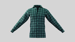 3D Male Shirt 01 Green Fannel Checkered