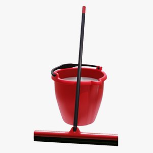3D Red Bucket  cleaner model