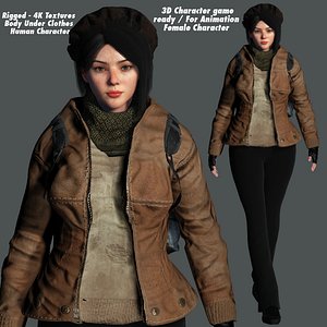 3D HYPER REALISTIC HUMAN RIG-KOREAN ASIAN GIRL - SURVIVAL OUTFIT